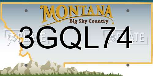 3GQL74 Montana License Plate