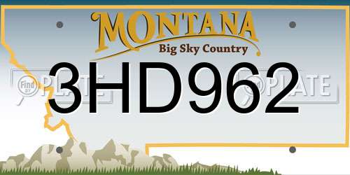 3HD962 Montana License Plate