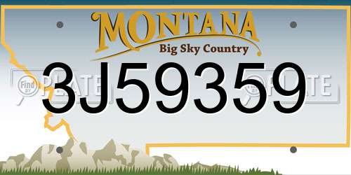 3J59359 Montana License Plate