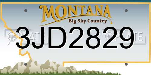 3JD2829 Montana License Plate