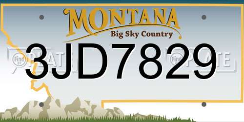 3JD7829 Montana License Plate