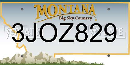 3JOZ829 Montana License Plate