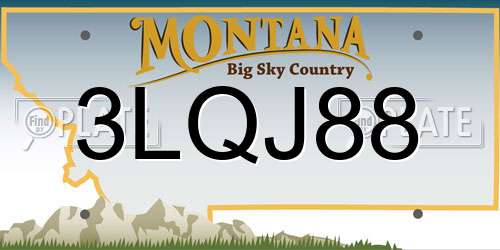 3LQJ88 Montana License Plate