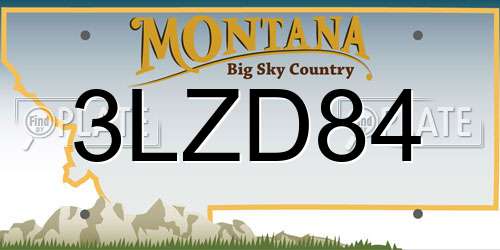 3LZD84 Montana License Plate