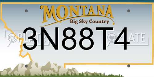 3N88T4 Montana License Plate