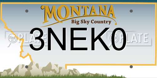 3NEK0 Montana License Plate