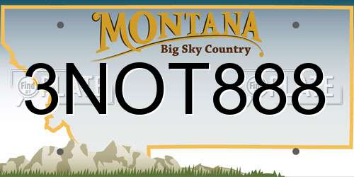 3NOT888 Montana License Plate