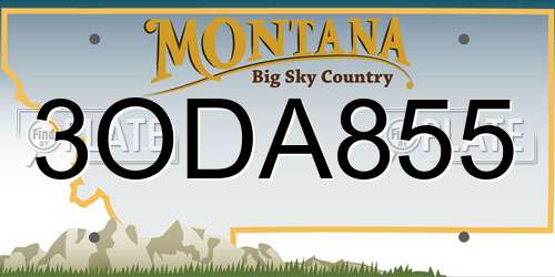 3ODA855 Montana License Plate
