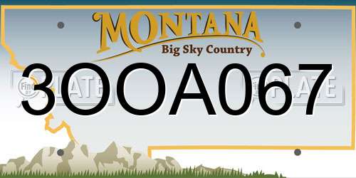 3OOA067 Montana License Plate