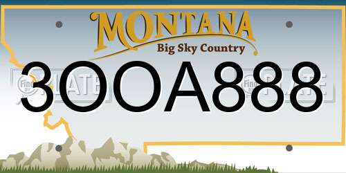 3OOA888 Montana License Plate
