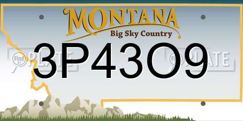 3P43O9 Montana License Plate