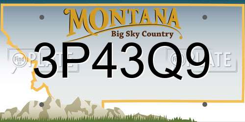 3P43Q9 Montana License Plate