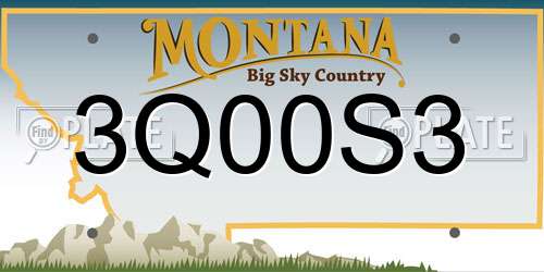 3Q00S3 Montana License Plate
