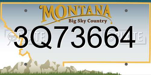 3Q73664 Montana License Plate