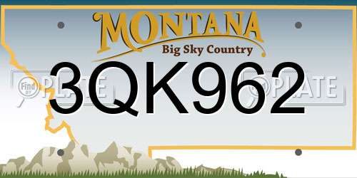 3QK962 Montana License Plate