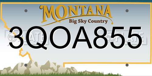 3QOA855 Montana License Plate