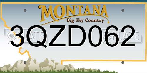 3QZD062 Montana License Plate