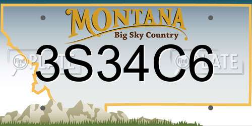 3S34C6 Montana License Plate