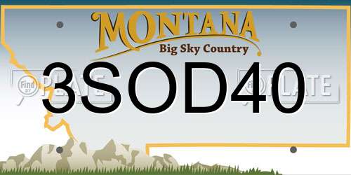 3SOD40 Montana License Plate
