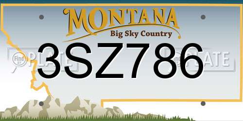 3SZ786 Montana License Plate