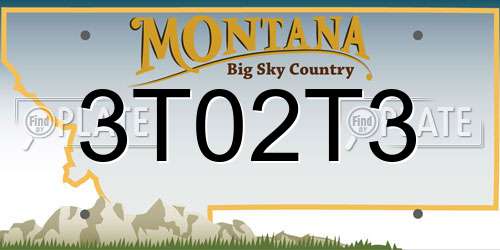 3T02T3 Montana License Plate