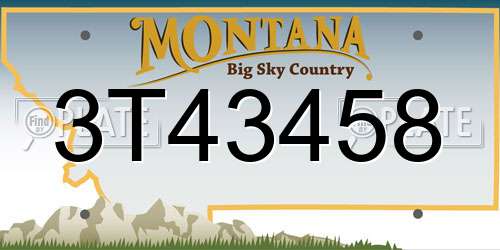 3T43458 Montana License Plate