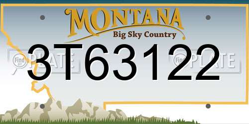 3T63122 Montana License Plate
