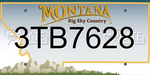 3TB7628 Montana License Plate