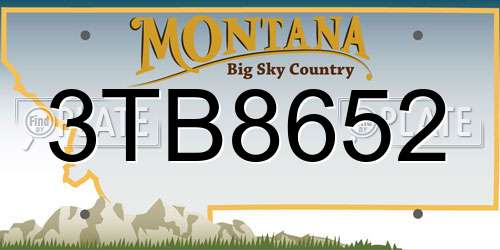 3TB8652 Montana License Plate