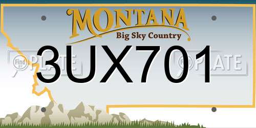 3UX701 Montana License Plate