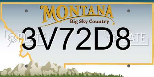 3V72D8 Montana License Plate