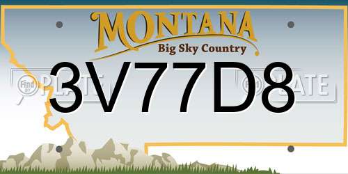 3V77D8 Montana License Plate