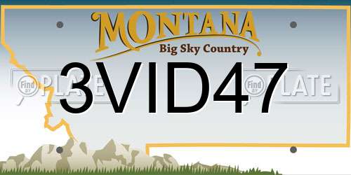 3VID47 Montana License Plate
