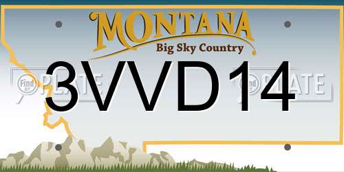 3VVD14 Montana License Plate