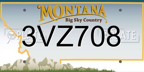 3VZ708 Montana License Plate