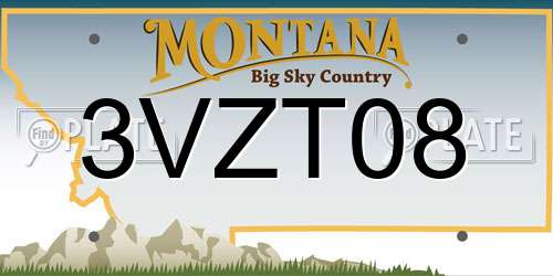 3VZT08 Montana License Plate