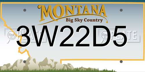 3W22D5 Montana License Plate