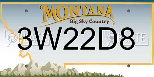 3W22D8 Montana License Plate