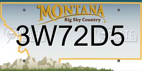 3W72D5 Montana License Plate