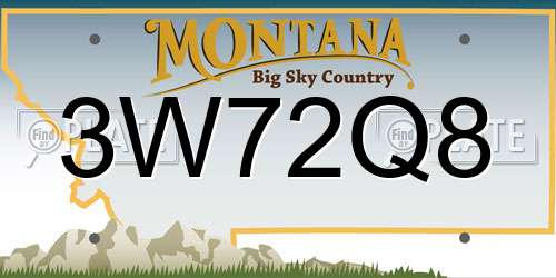 3W72Q8 Montana License Plate