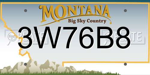 3W76B8 Montana License Plate