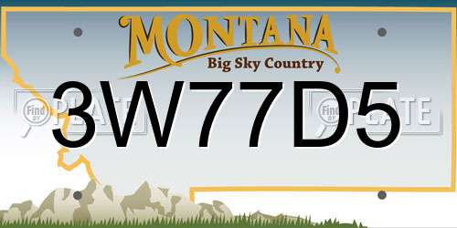 3W77D5 Montana License Plate