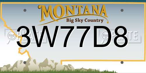 3W77D8 Montana License Plate
