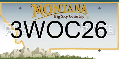3WOC26 Montana License Plate