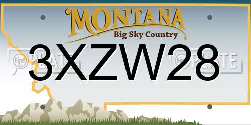 3XZW28 Montana License Plate