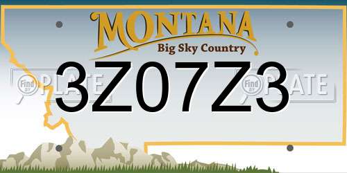 3Z07Z3 Montana License Plate