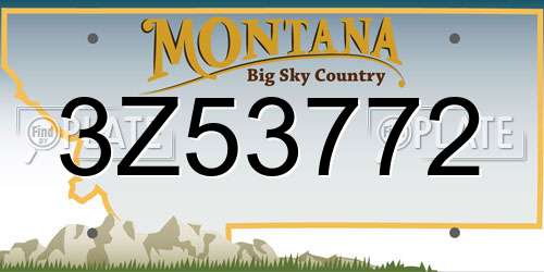 3Z53772 Montana License Plate