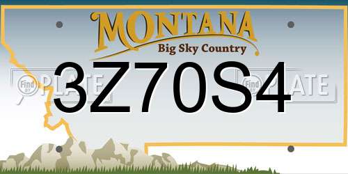 3Z70S4 Montana License Plate