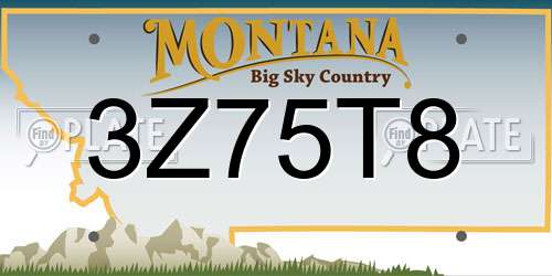 3Z75T8 Montana License Plate