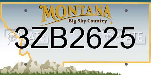 3ZB2625 Montana License Plate